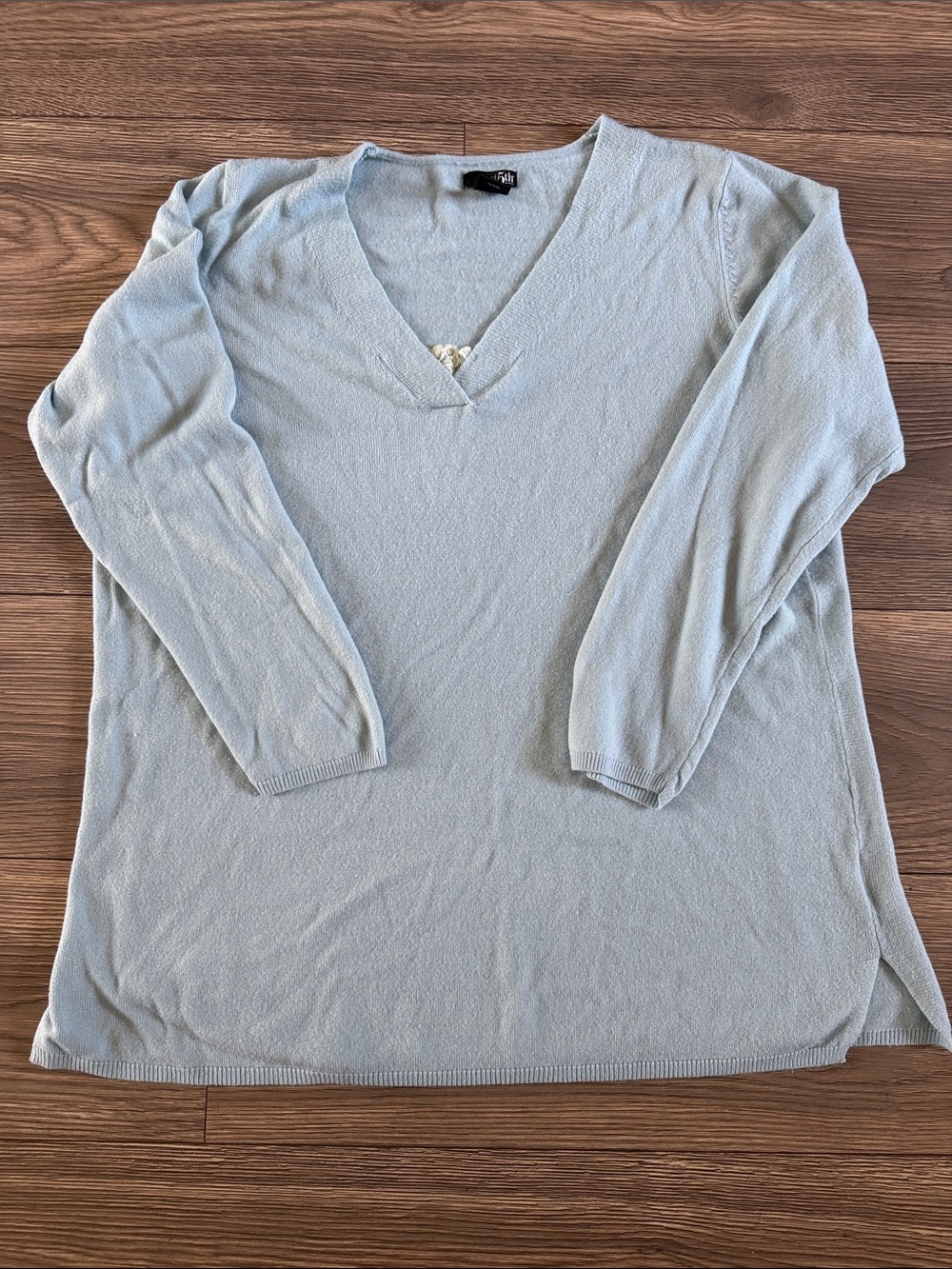 East 5th Pale Blue V-Neck Long Sleeve Top